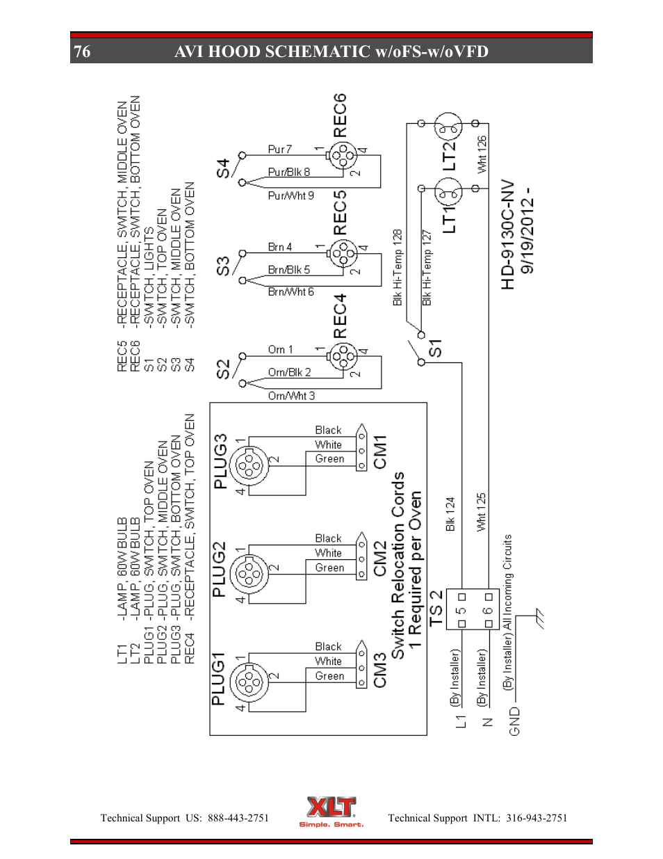 76 avi hood schematic w/ofs-w/ovfd | XLT XD-9006E User Manual | Page 76 / 78