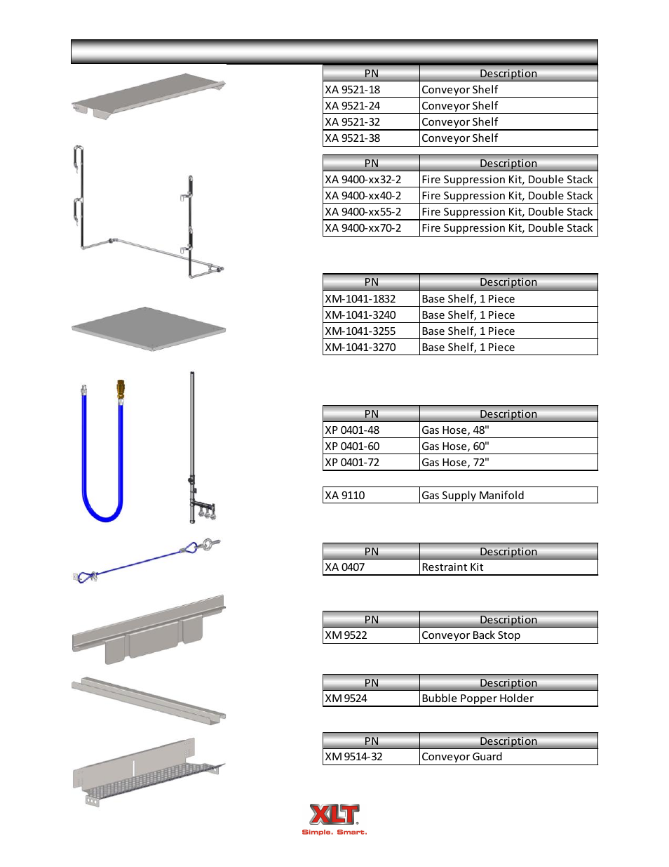Oven accessories | XLT XD-9006A (GAS Oven Version – C, AVI Hood Version – B) User Manual | Page 50 / 62