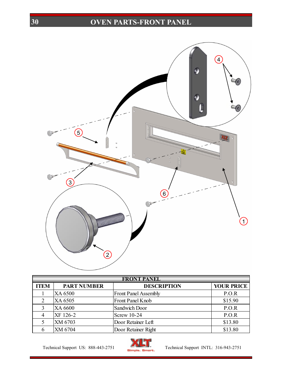 30 oven parts-front panel | XLT XD-9006B User Manual | Page 30 / 76