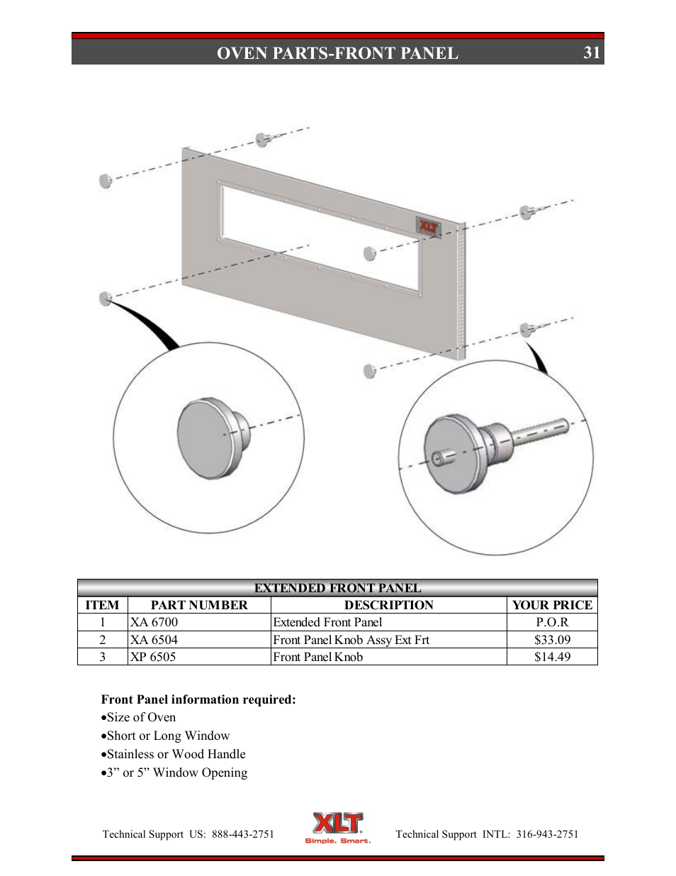31 oven parts-front panel | XLT XD-9006B User Manual | Page 31 / 76