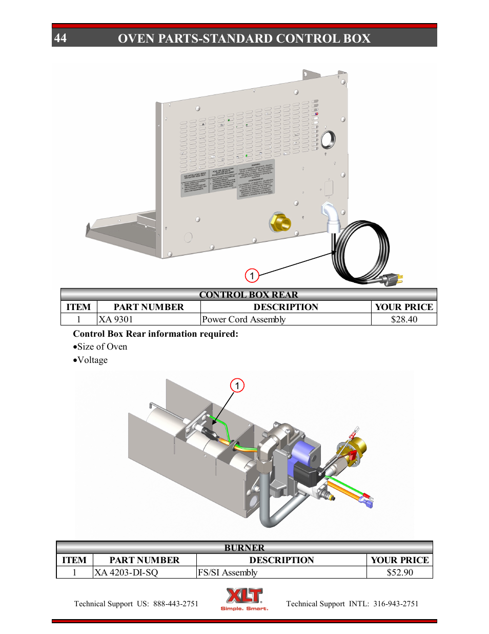 44 oven parts-standard control box | XLT XD-9006B User Manual | Page 44 / 76