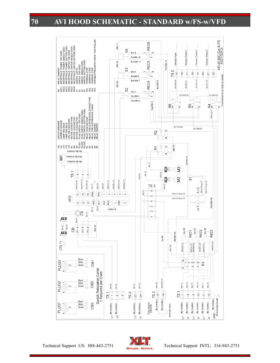 70 avi hood schematic - standard w/fs-w/vfd | XLT XD-9006B User Manual | Page 70 / 76