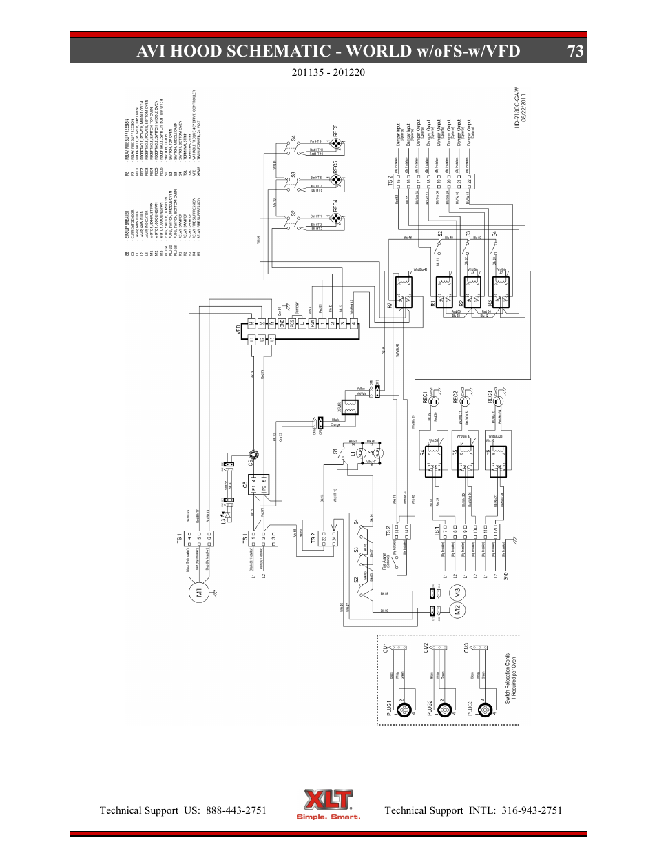 73 avi hood schematic - world w/ofs-w/vfd | XLT XD-9006B User Manual | Page 73 / 76