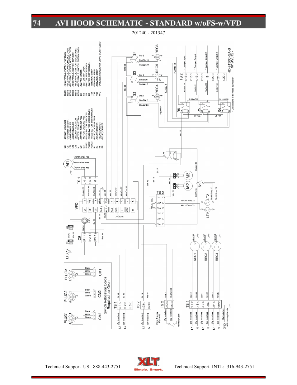 74 avi hood schematic - standard w/ofs-w/vfd | XLT XD-9006B User Manual | Page 74 / 76