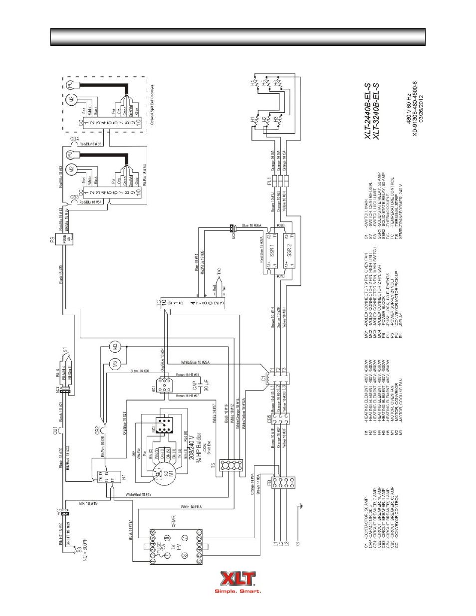 Oven schematic - standard | XLT XD-9007A (ELEC Oven Version – B1, AVI Hood Version – B) User Manual | Page 48 / 56