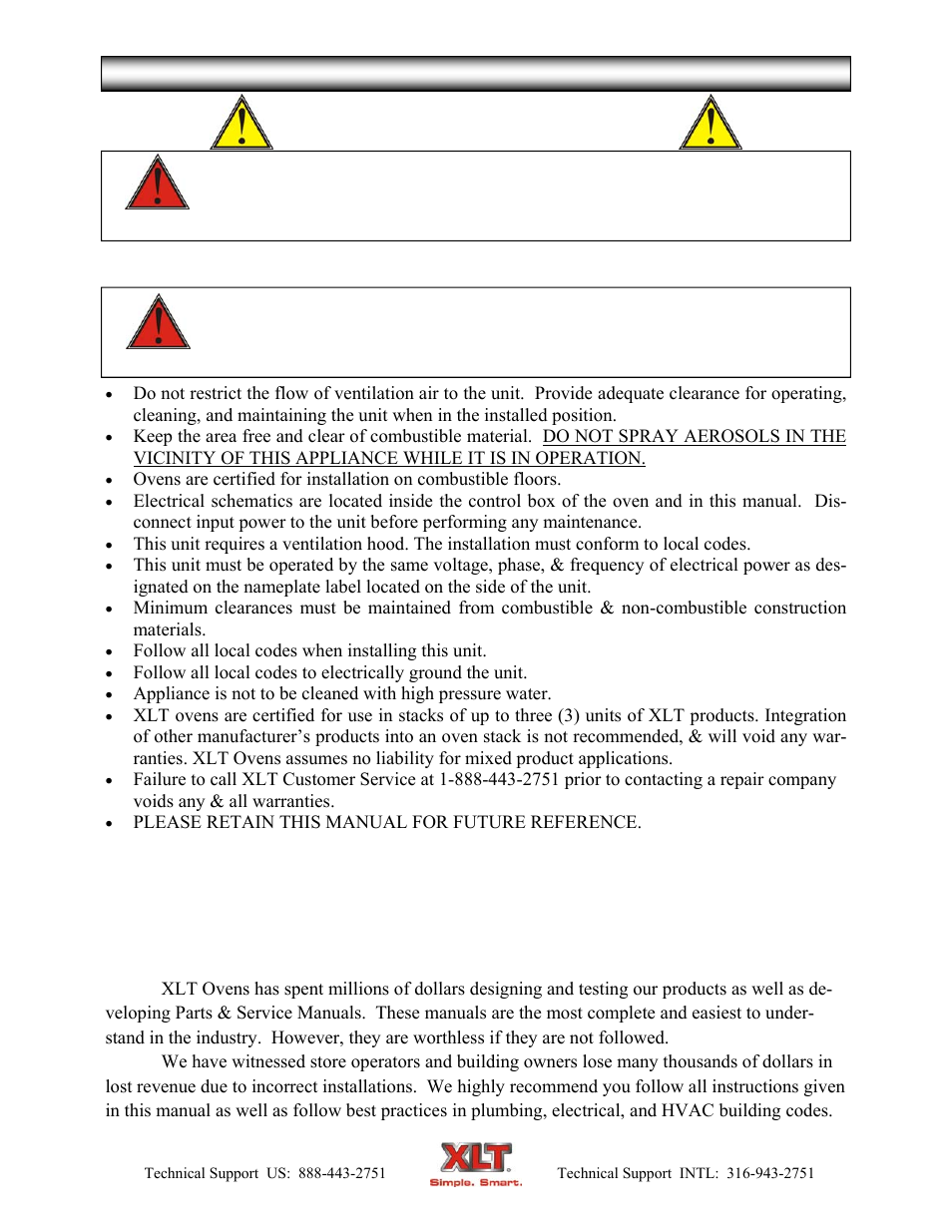 Warning & safety information, Safety depends on you | XLT XD-9007A (ELEC Oven Version – C, AVI Hood Version – C) User Manual | Page 2 / 64