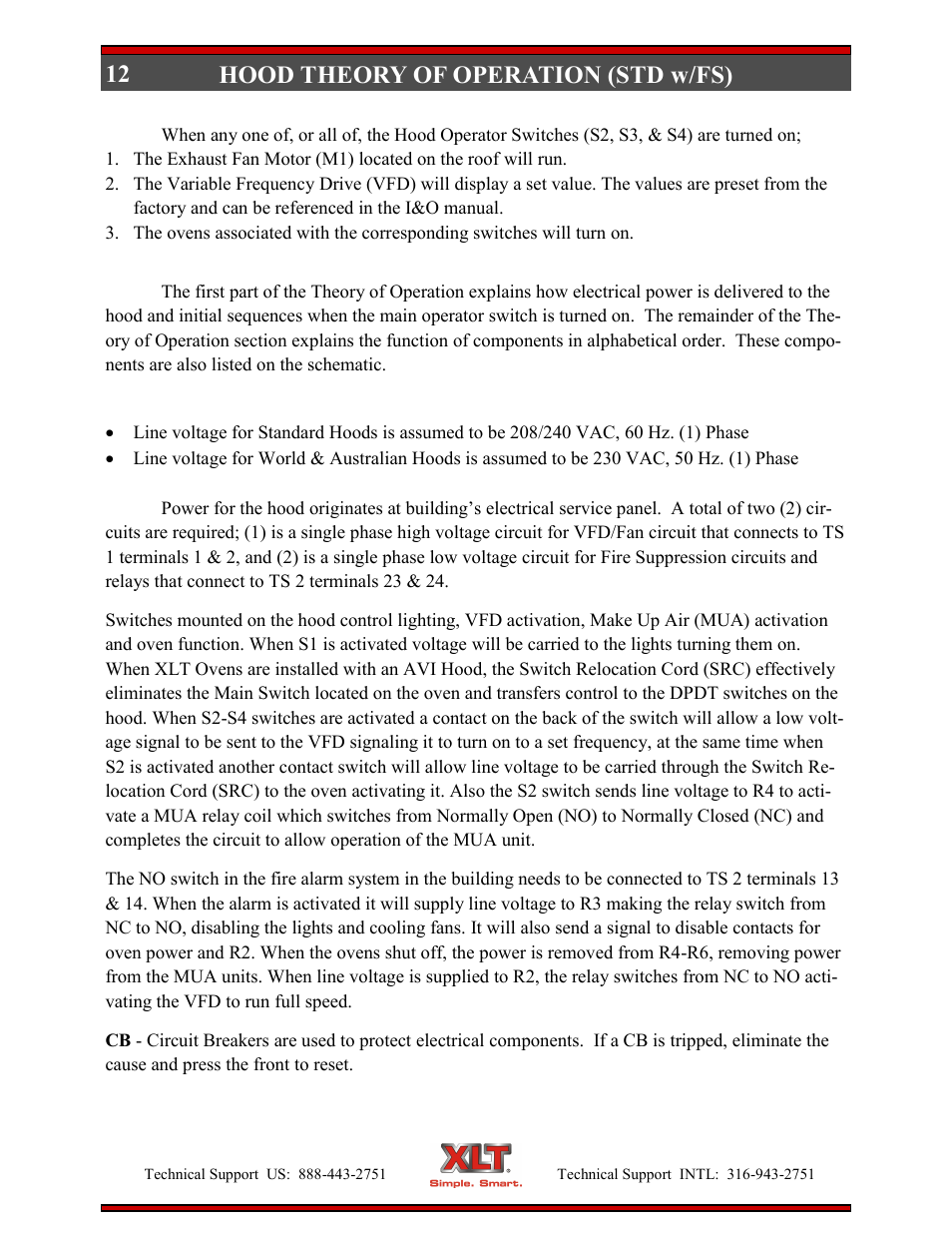 12 hood theory of operation (std w/fs) | XLT XD-9007A (ELEC Oven Version – D, AVI Hood Version – C) User Manual | Page 12 / 64
