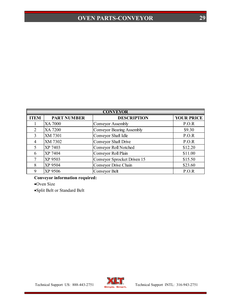 29 oven parts-conveyor | XLT XD-9007A (ELEC Oven Version – D, AVI Hood Version – C) User Manual | Page 29 / 64
