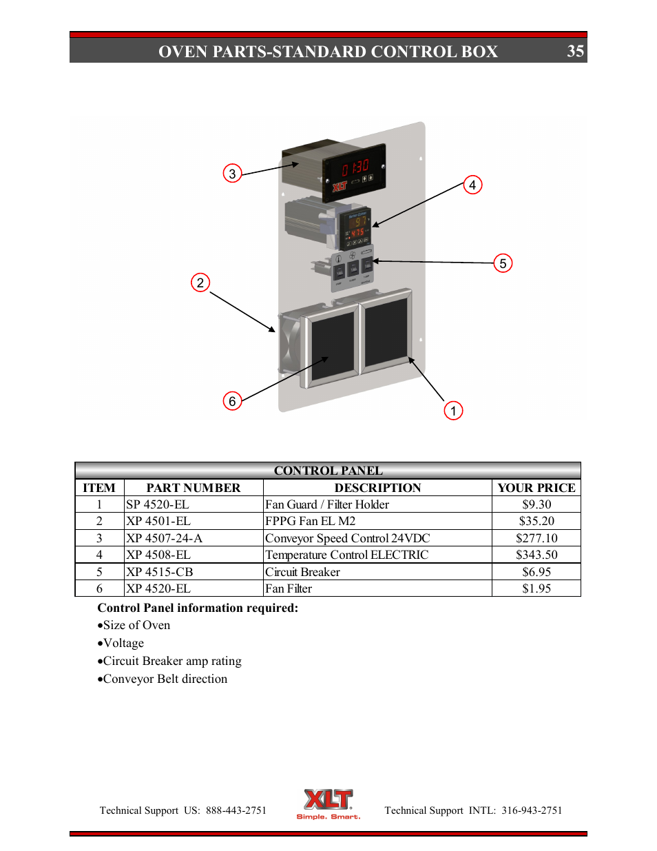 35 oven parts-standard control box | XLT XD-9007A (ELEC Oven Version – D, AVI Hood Version – C) User Manual | Page 35 / 64