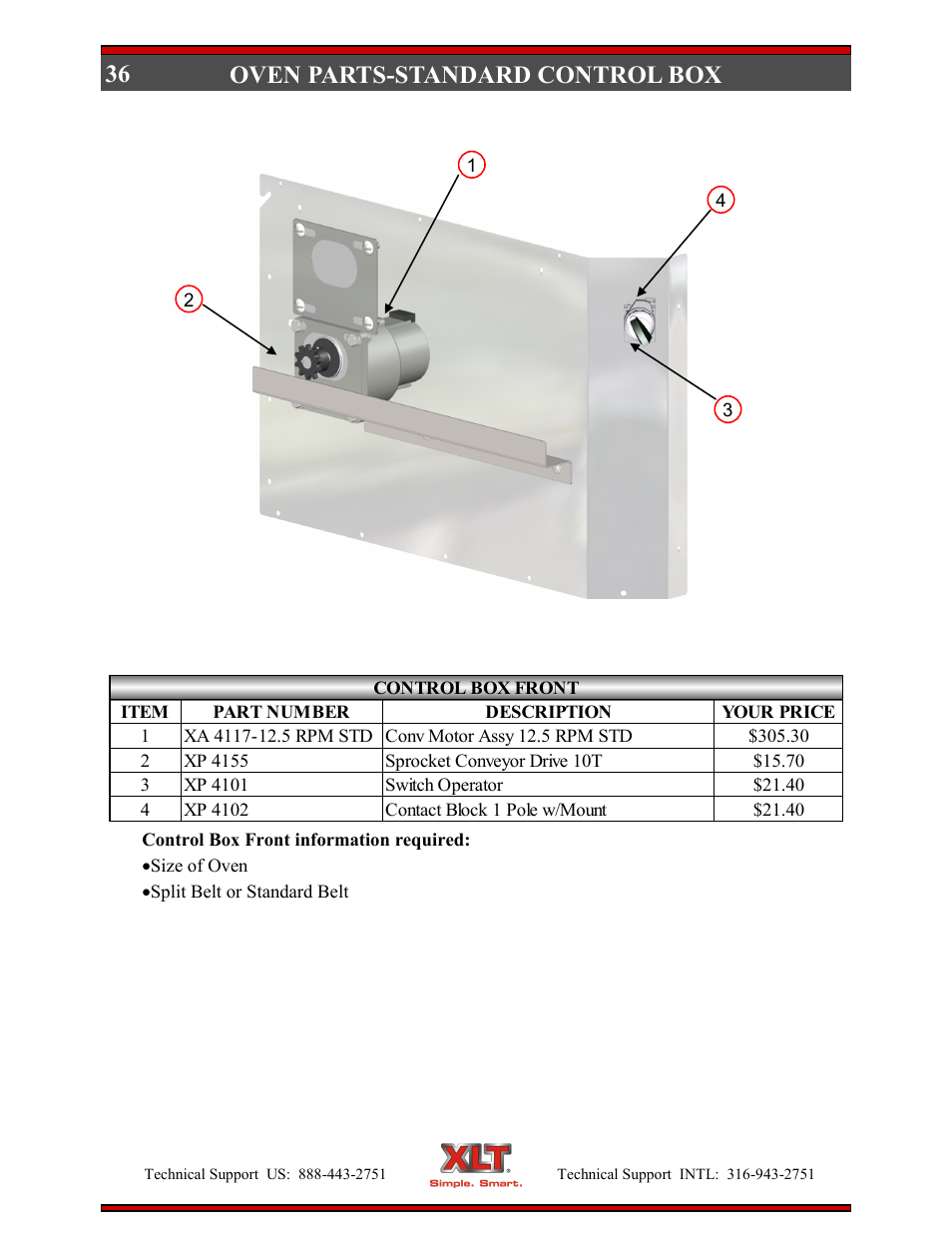36 oven parts-standard control box | XLT XD-9007A (ELEC Oven Version – D, AVI Hood Version – C) User Manual | Page 36 / 64