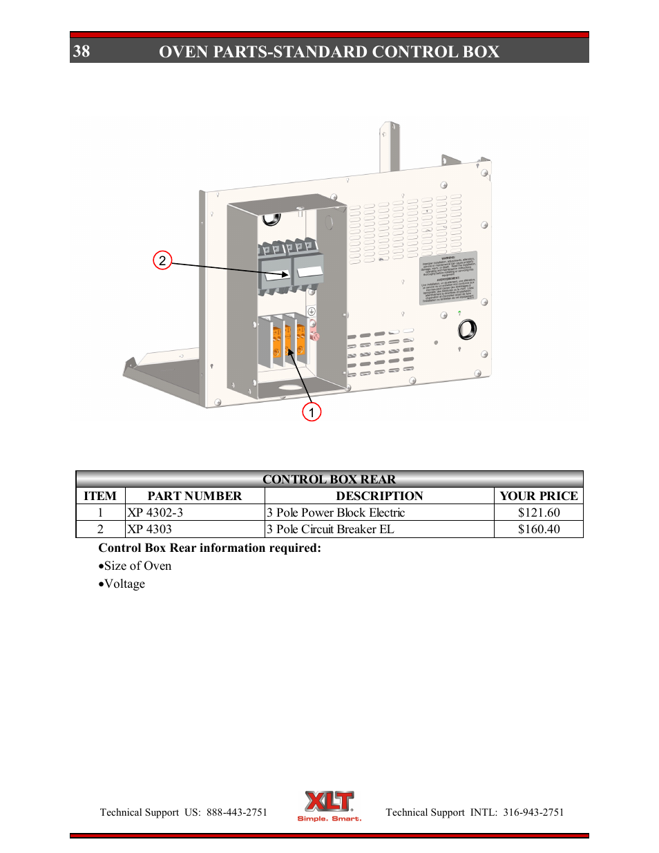 38 oven parts-standard control box | XLT XD-9007A (ELEC Oven Version – D, AVI Hood Version – C) User Manual | Page 38 / 64