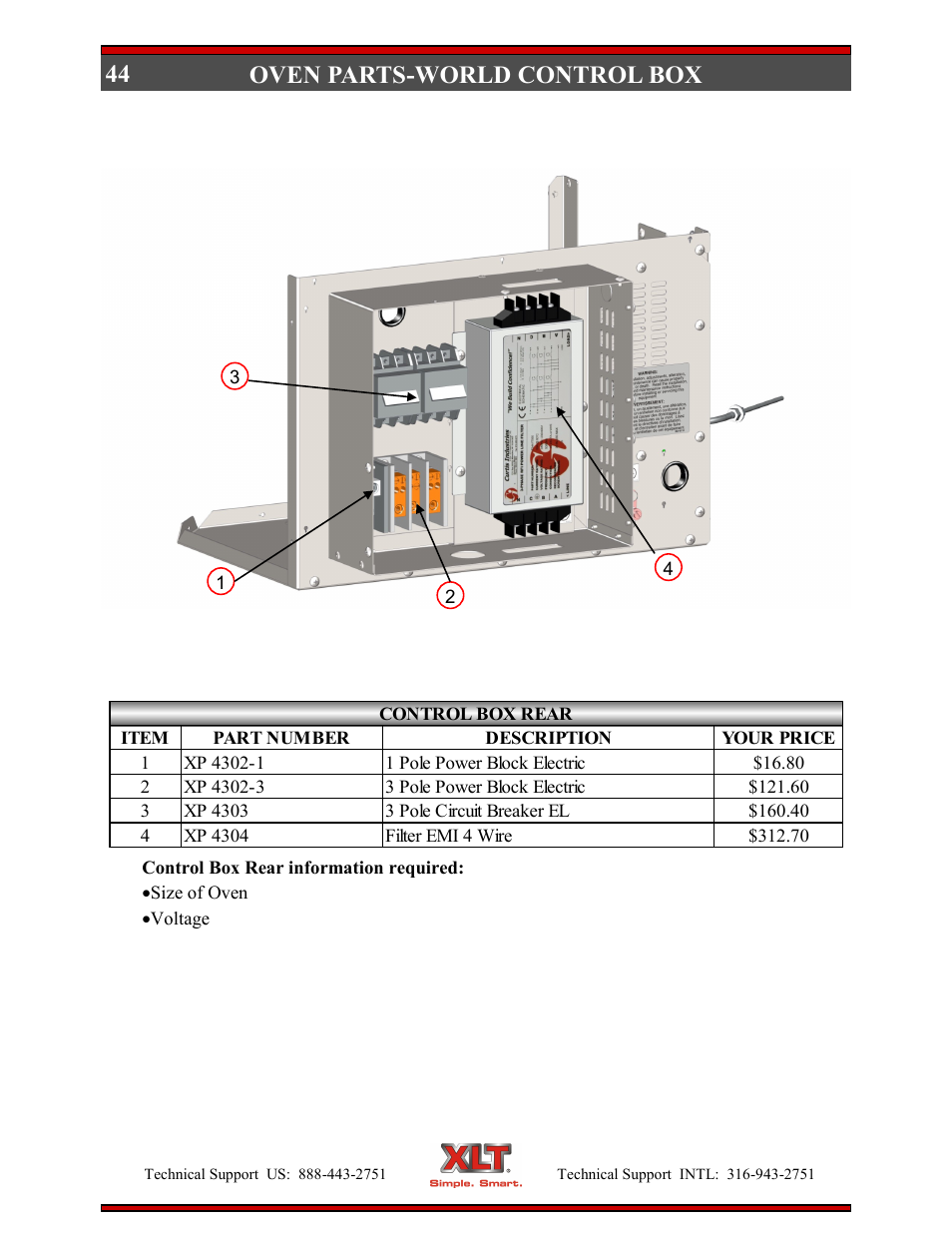 44 oven parts-world control box | XLT XD-9007A (ELEC Oven Version – D, AVI Hood Version – C) User Manual | Page 44 / 64