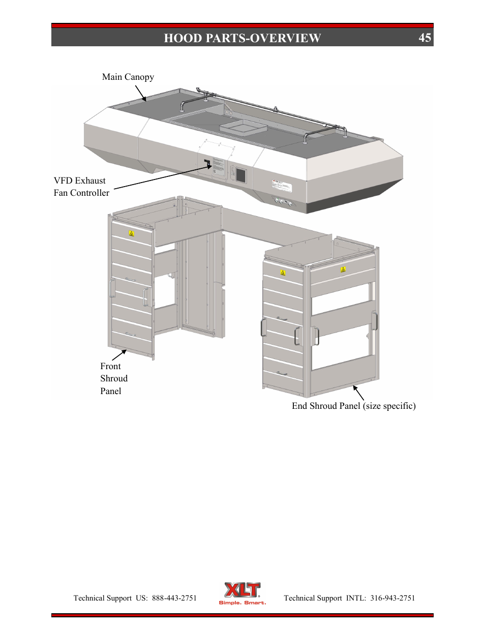 45 hood parts-overview | XLT XD-9007A (ELEC Oven Version – D, AVI Hood Version – C) User Manual | Page 45 / 64