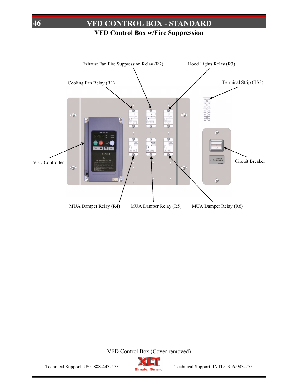 Vfd control box - standard, Vfd control box w/fire suppression | XLT XD-9007A (ELEC Oven Version – D, AVI Hood Version – C) User Manual | Page 46 / 64