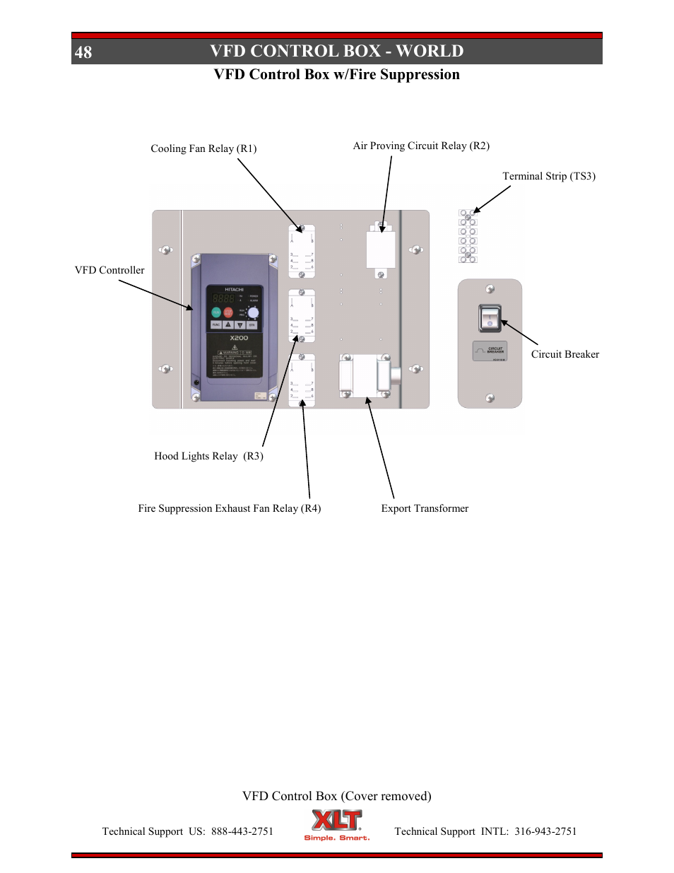 Vfd control box - world, Vfd control box w/fire suppression | XLT XD-9007A (ELEC Oven Version – D, AVI Hood Version – C) User Manual | Page 48 / 64