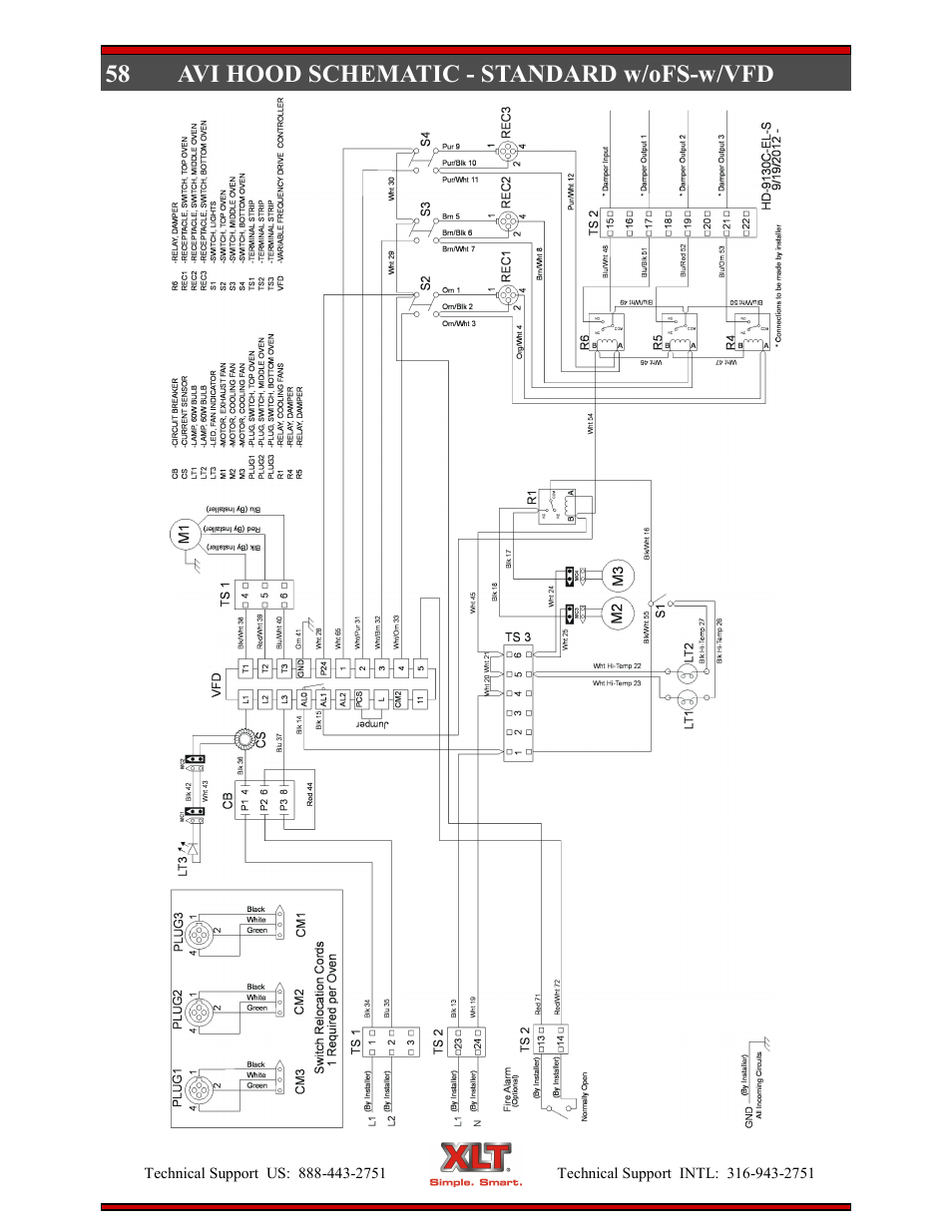 58 avi hood schematic - standard w/ofs-w/vfd | XLT XD-9007A (ELEC Oven Version – D, AVI Hood Version – C) User Manual | Page 58 / 64