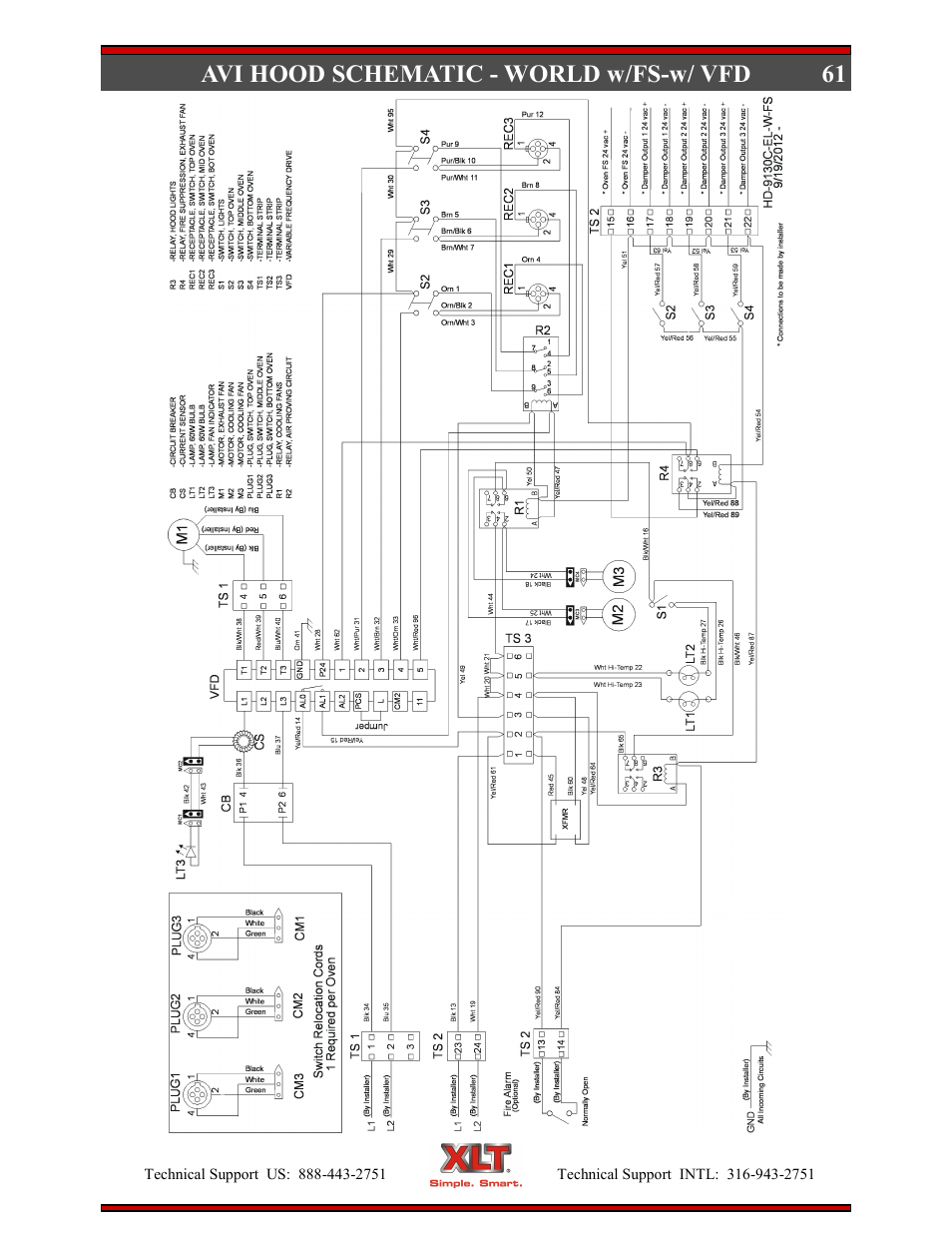 61 avi hood schematic - world w/fs-w/ vfd | XLT XD-9007A (ELEC Oven Version – D, AVI Hood Version – C) User Manual | Page 61 / 64