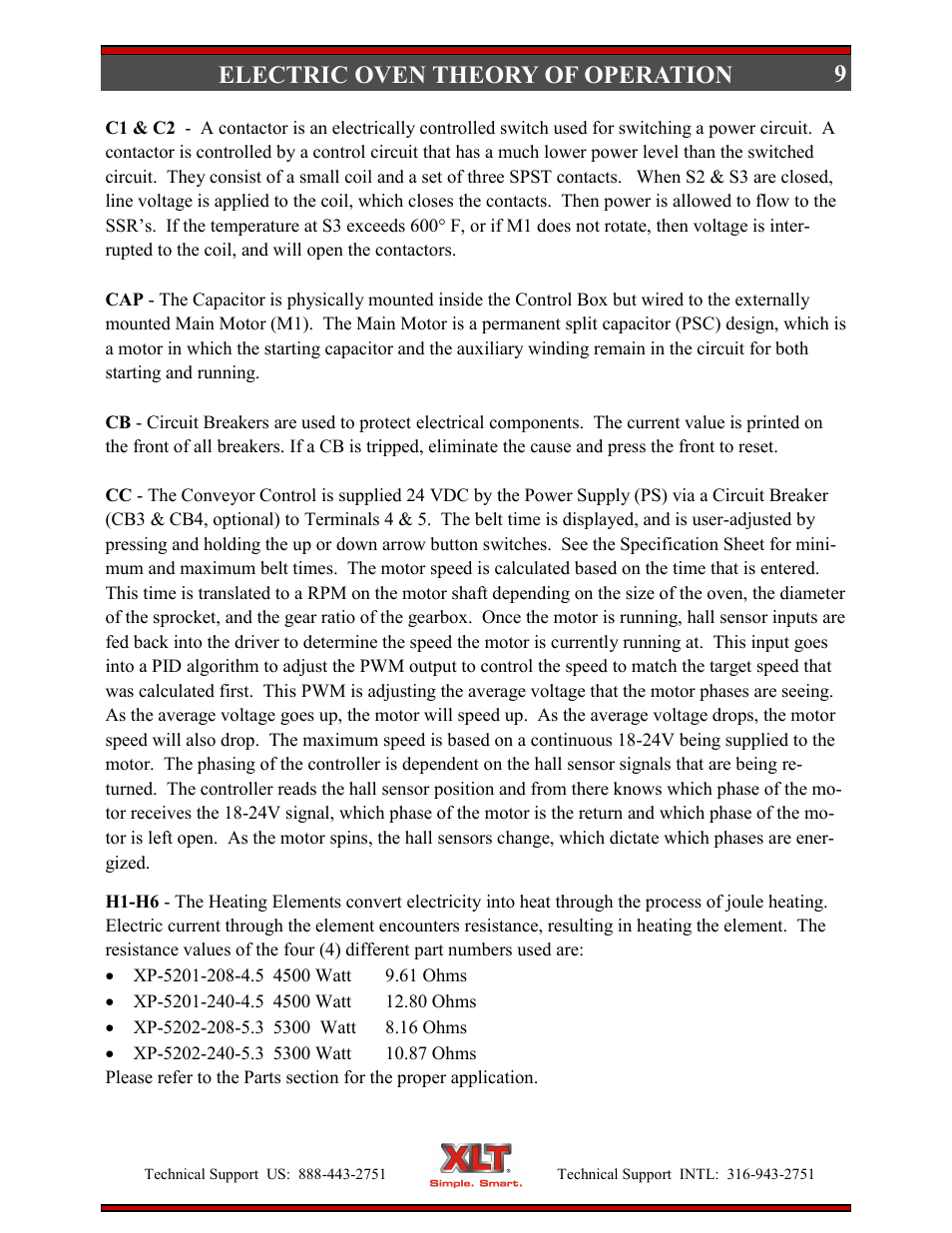 Electric oven theory of operation | XLT XD-9007A (ELEC Oven Version – D, AVI Hood Version – C) User Manual | Page 9 / 64