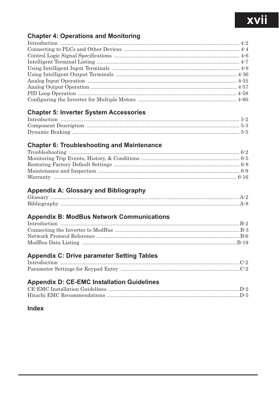 Xvii | XLT Hitachi X200 User Manual | Page 18 / 305