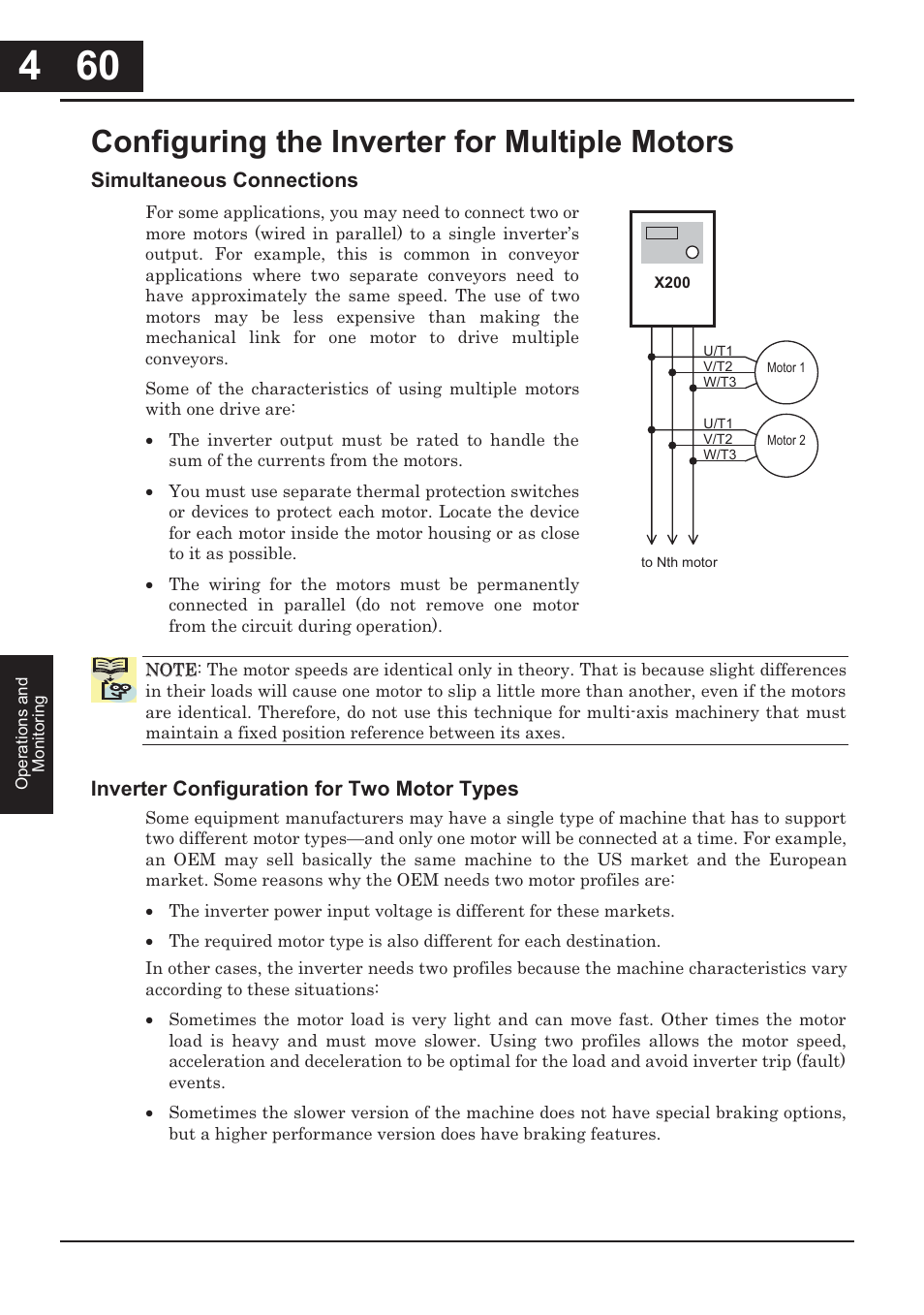 Configuring the inverter for multiple motors -60, Configuring the inverter for multiple motors | XLT Hitachi X200 User Manual | Page 209 / 305