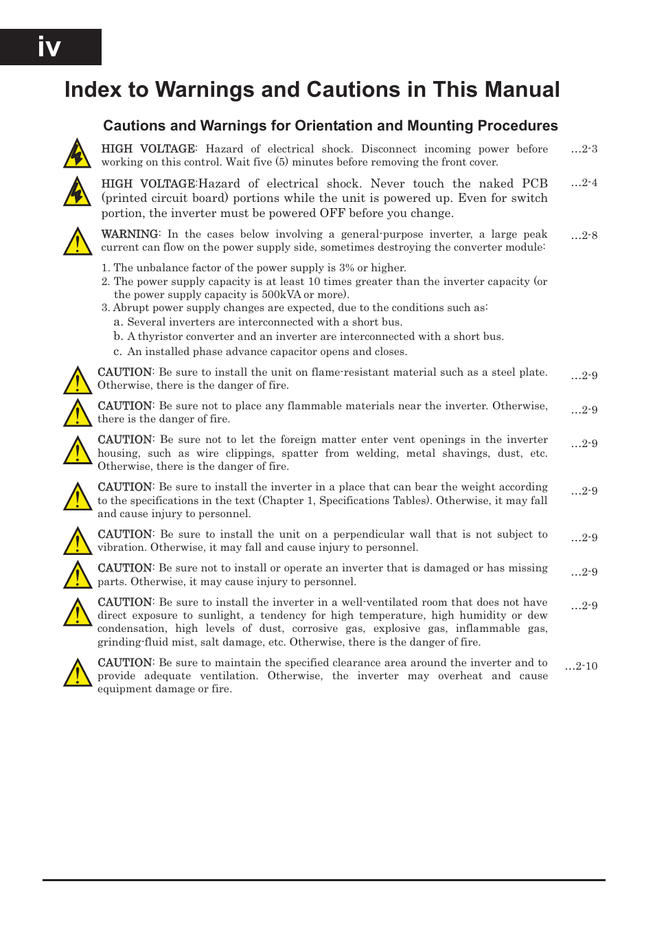 Index to warnings and cautions in this manual iv | XLT Hitachi X200 User Manual | Page 5 / 305