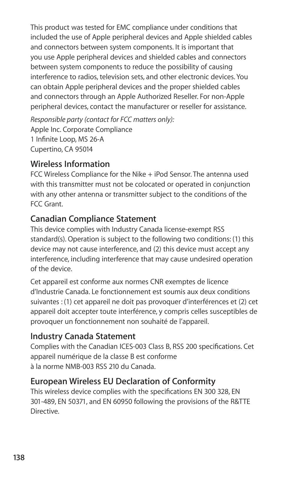 Apple Nike + iPod Sensor User Manual | Page 138 / 144