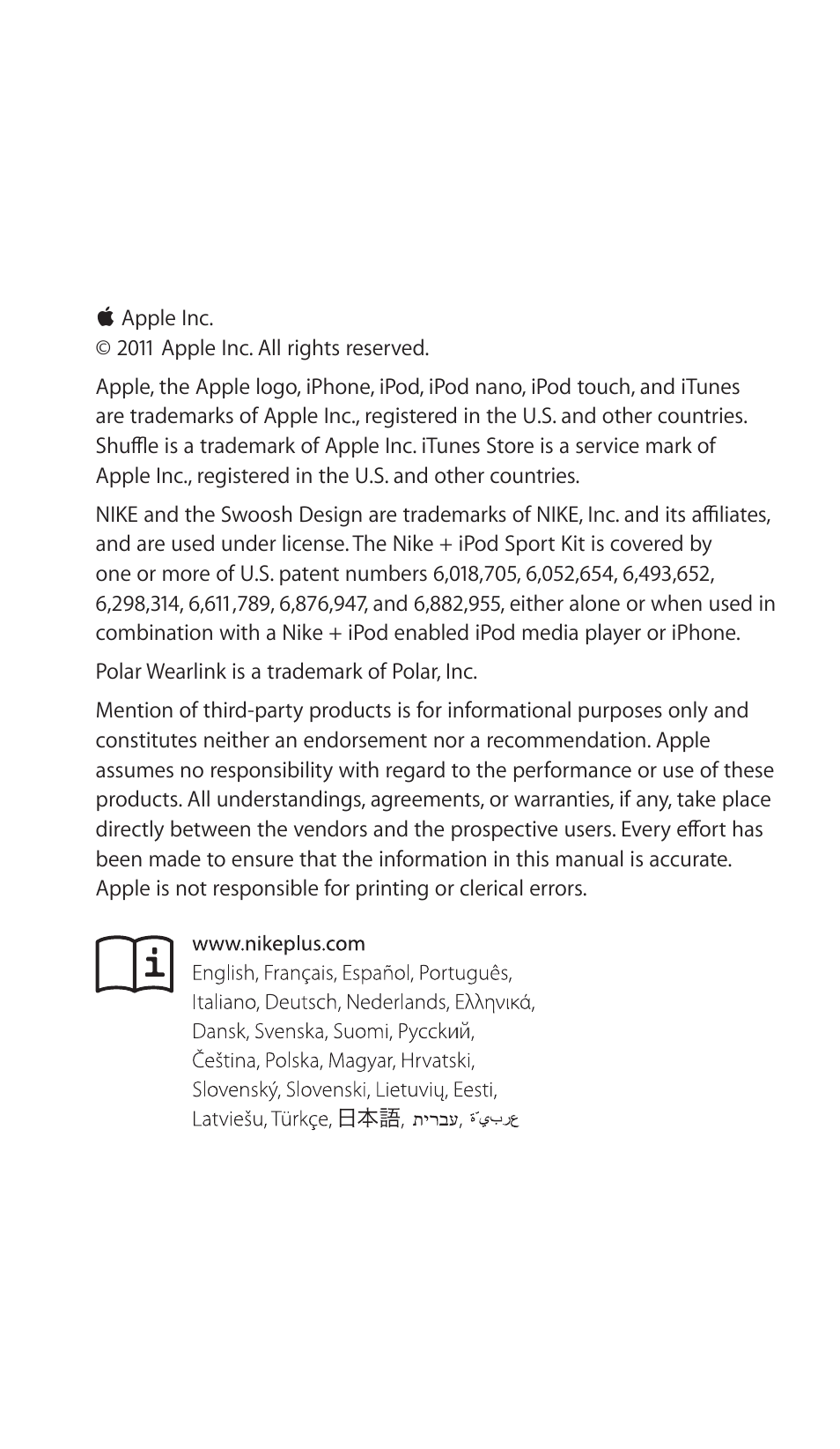 Apple Nike + iPod Sensor User Manual | Page 2 / 144