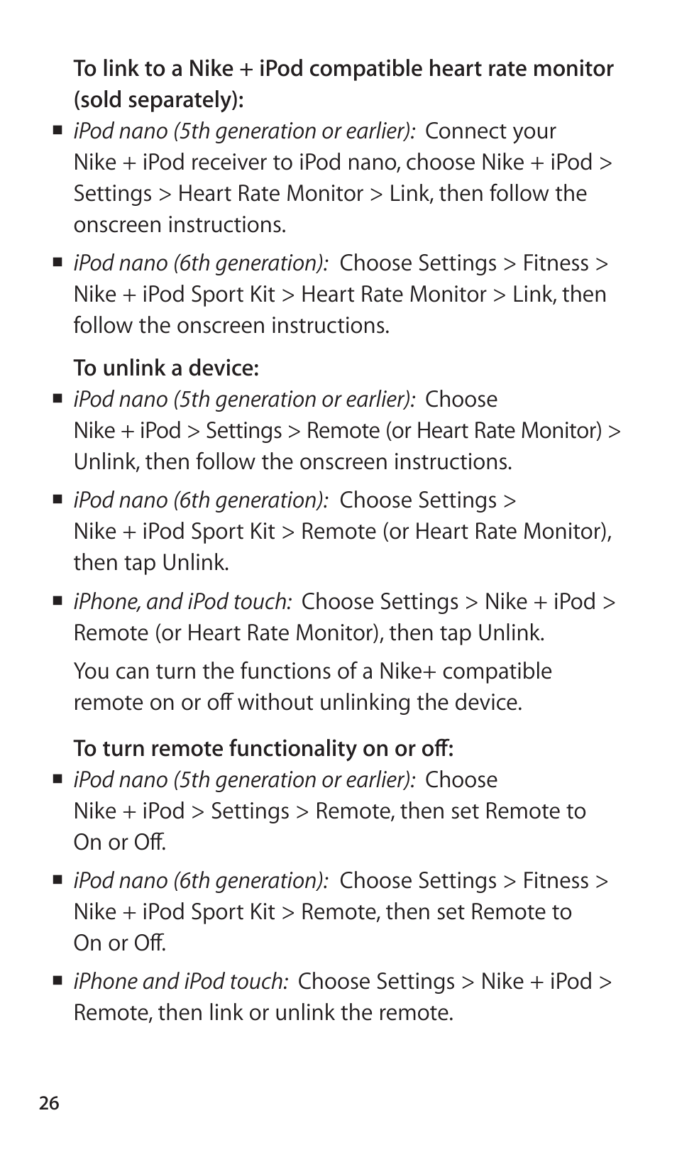 Apple Nike + iPod Sensor User Manual | Page 26 / 144