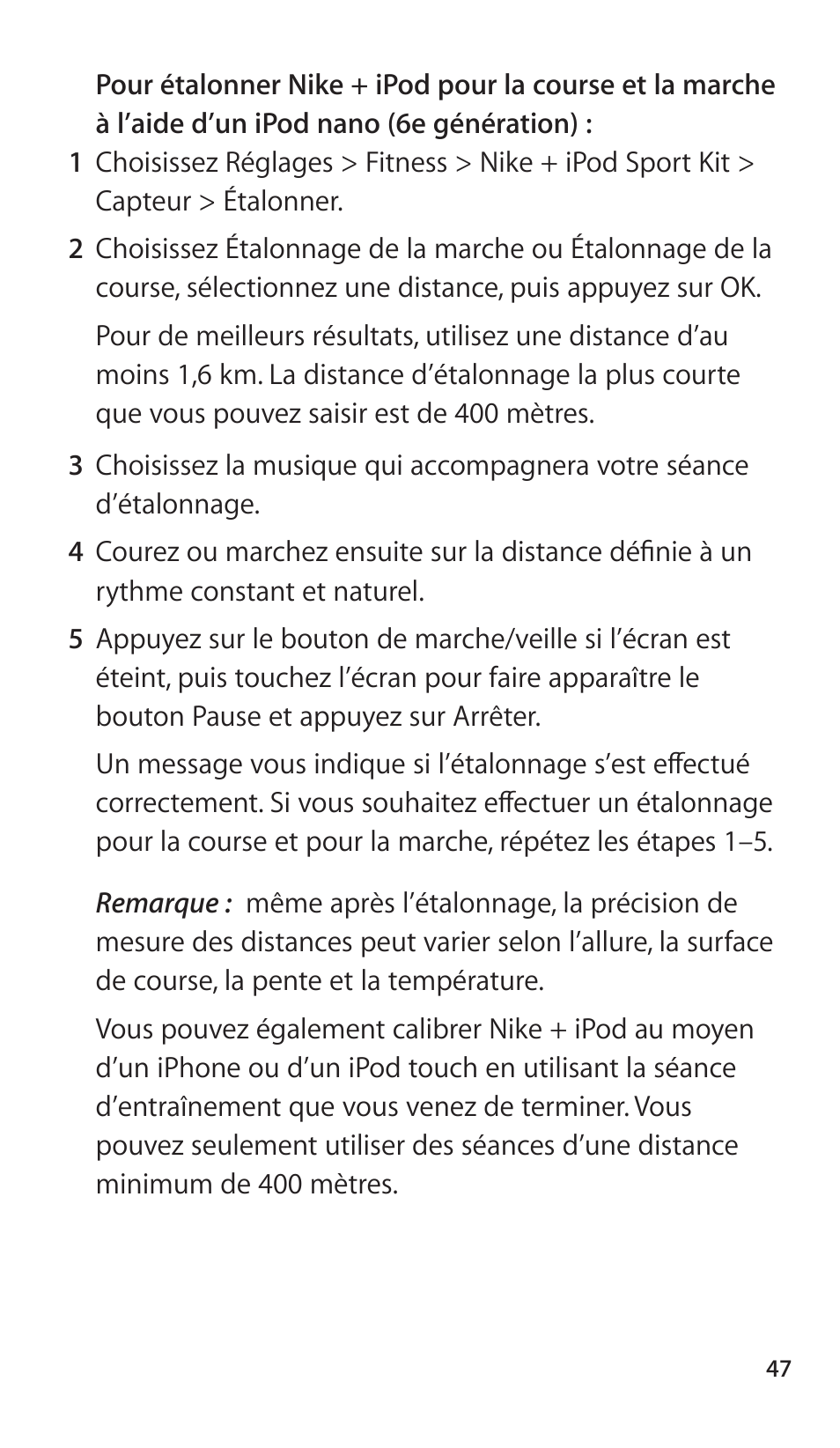 Apple Nike + iPod Sensor User Manual | Page 47 / 144