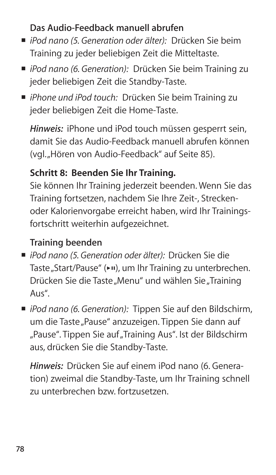 Apple Nike + iPod Sensor User Manual | Page 78 / 144