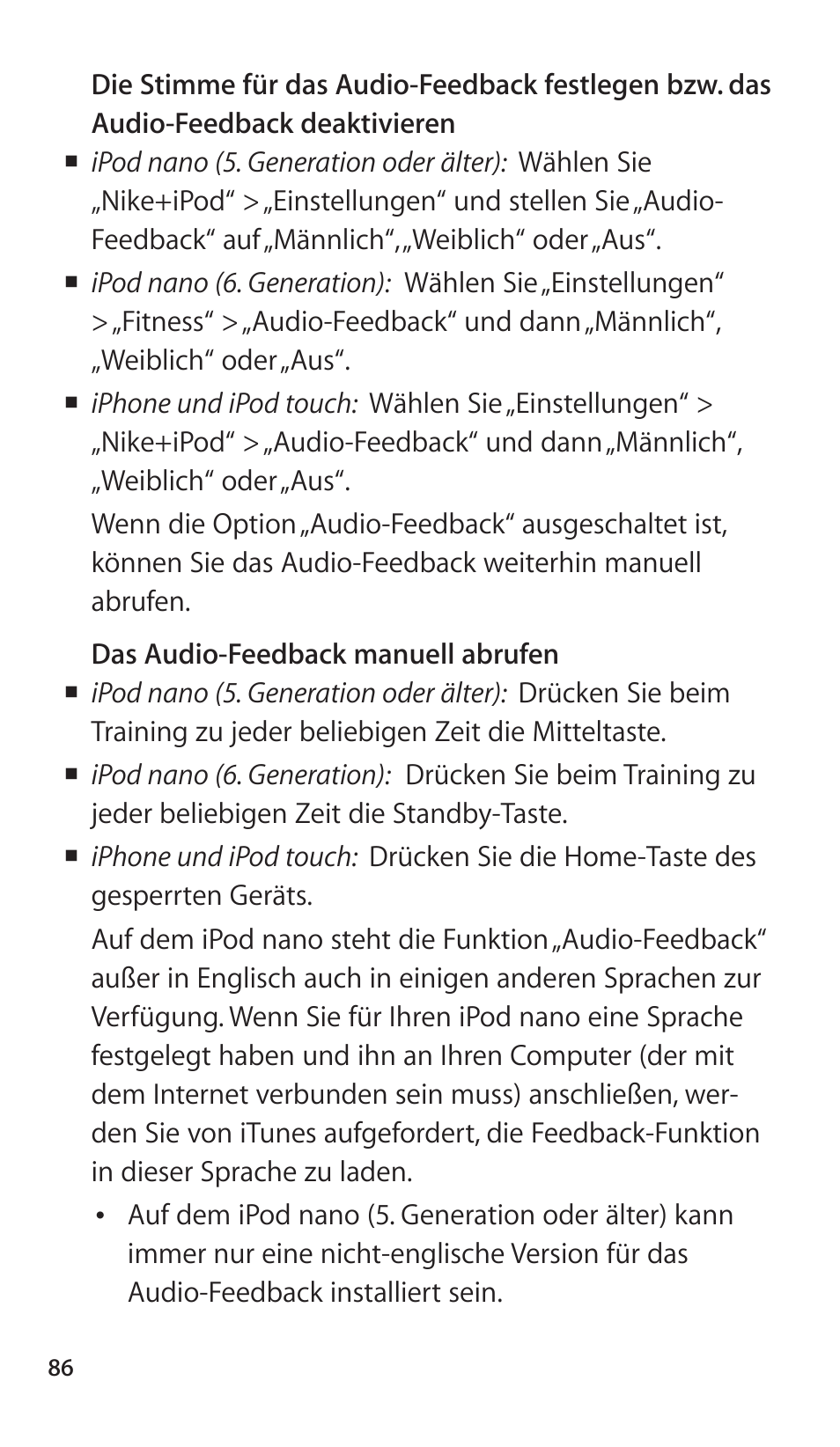 Apple Nike + iPod Sensor User Manual | Page 86 / 144