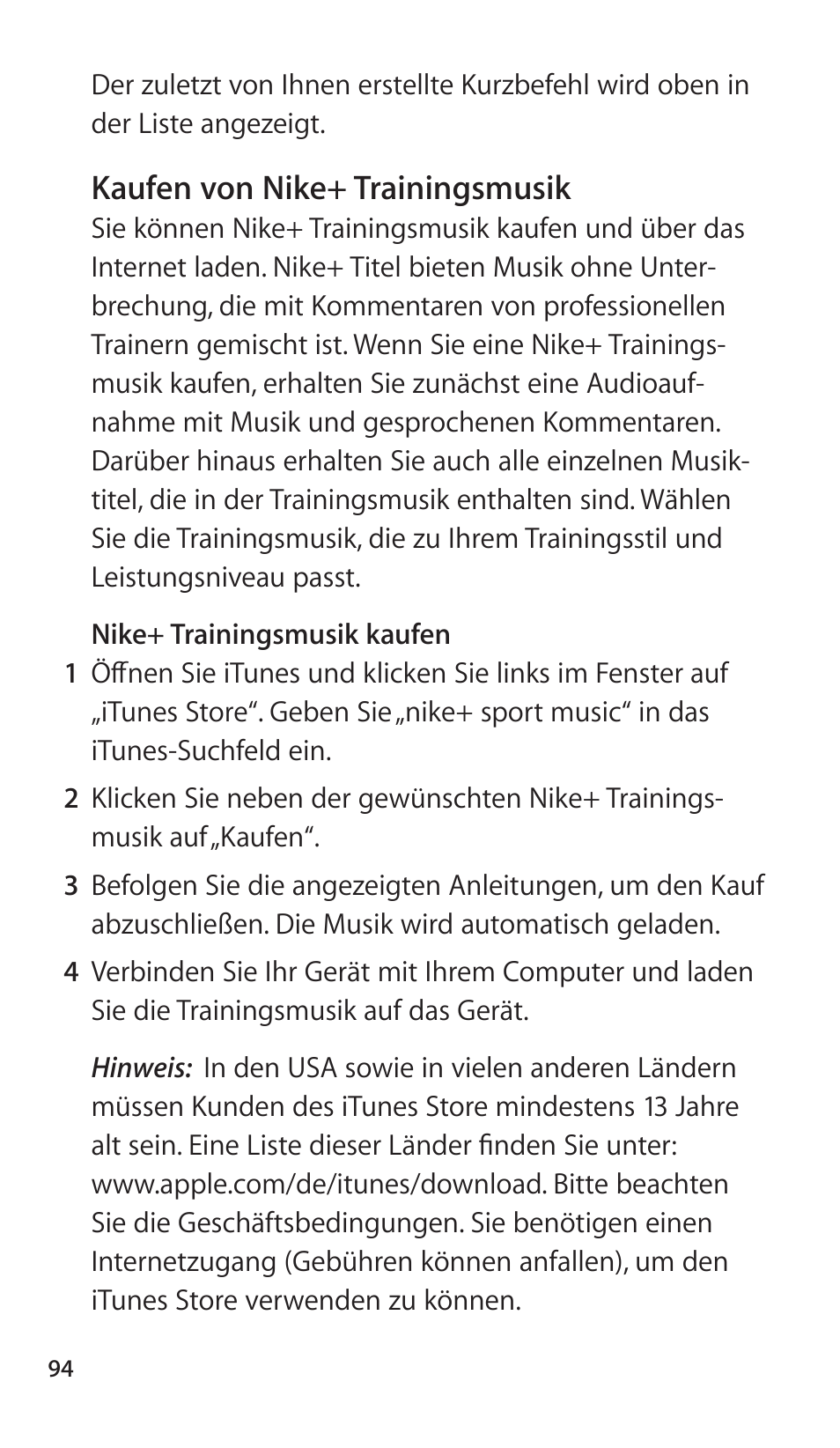 Kaufen von nike+ trainingsmusik | Apple Nike + iPod Sensor User Manual | Page 94 / 144