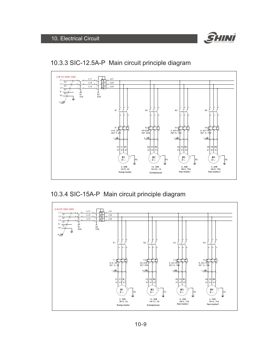 3 sic-12.5a-p main circuit principle diagram, 4 sic-15a-p main circuit principle diagram, Electrical circuit | Yuh Dak SIC-A series User Manual | Page 49 / 85