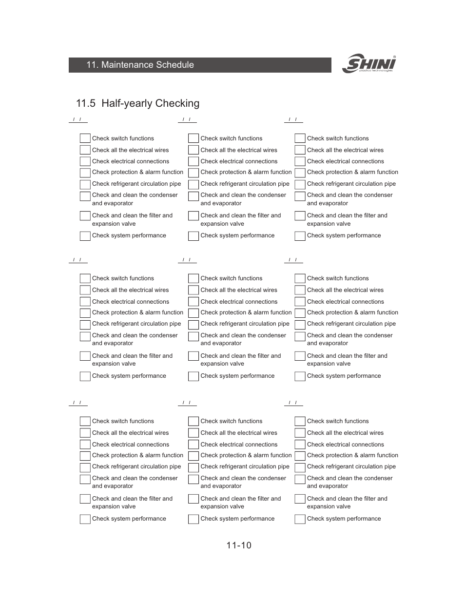 5 half-yearly checking, Maintenance schedule | Yuh Dak SIC-A series User Manual | Page 83 / 85