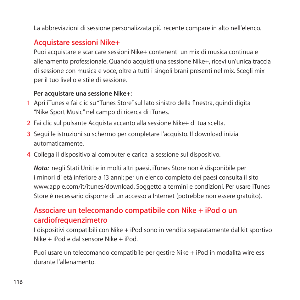 Acquistare sessioni nike | Apple Nike + iPod User Manual | Page 116 / 128