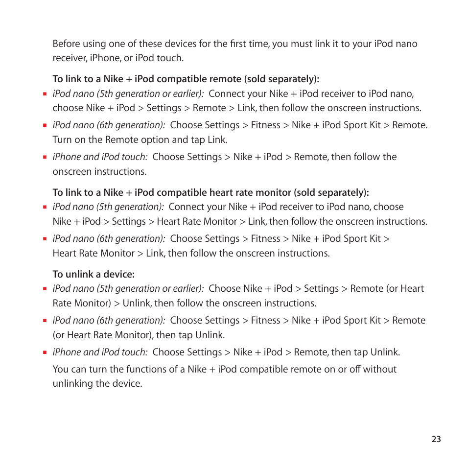 Apple Nike + iPod User Manual | Page 23 / 128