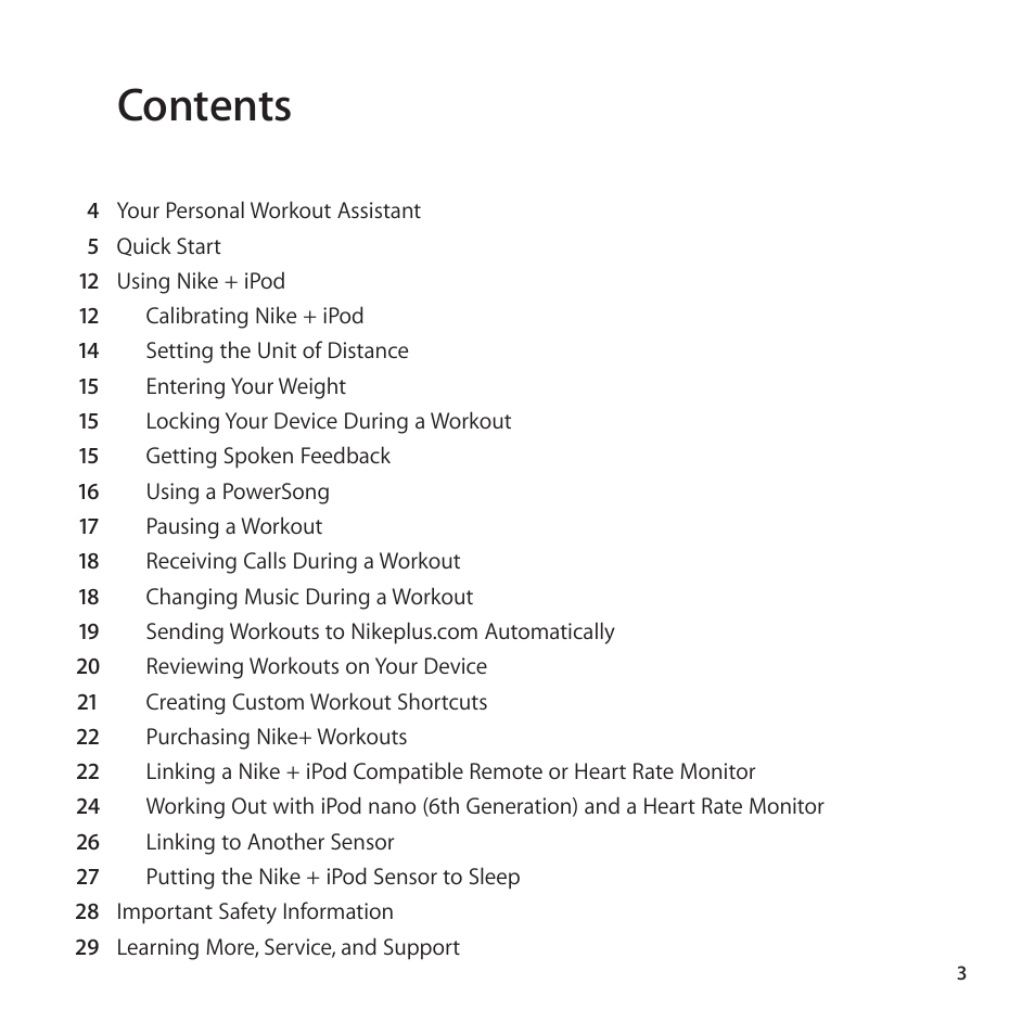 Apple Nike + iPod User Manual | Page 3 / 128
