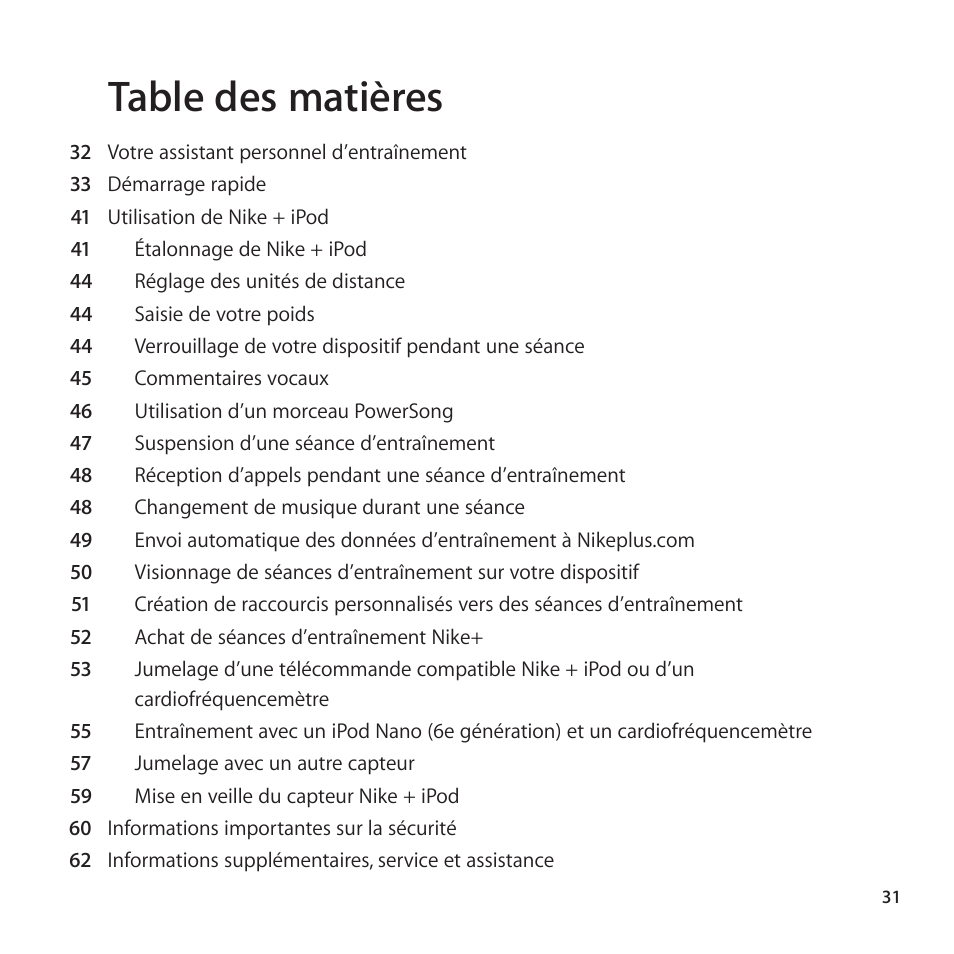 Apple Nike + iPod User Manual | Page 31 / 128