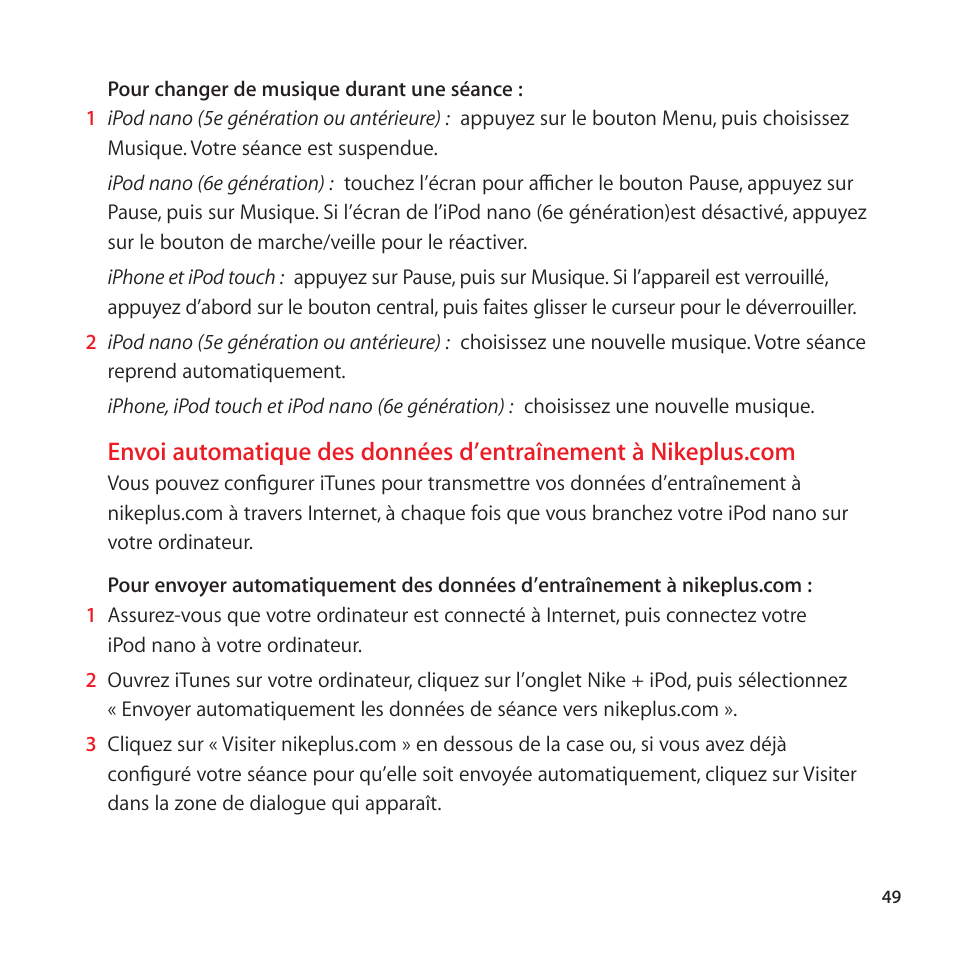 Apple Nike + iPod User Manual | Page 49 / 128