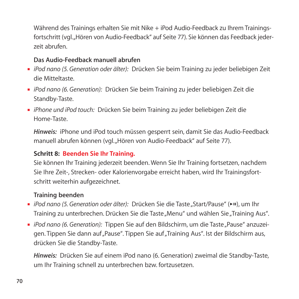 Apple Nike + iPod User Manual | Page 70 / 128