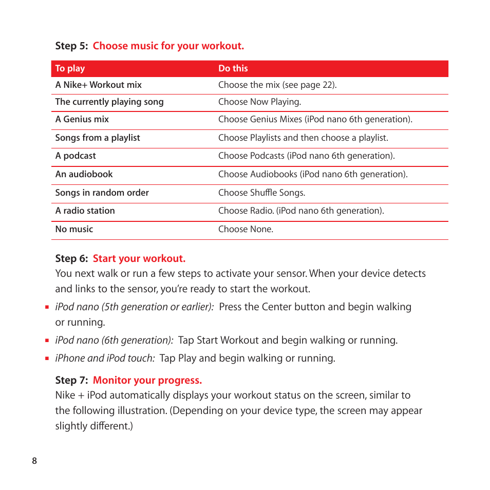 Apple Nike + iPod User Manual | Page 8 / 128