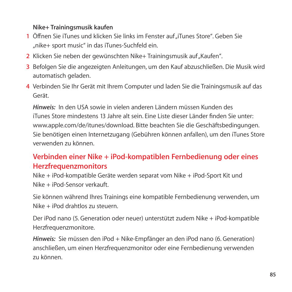Herzfrequenzmonitors | Apple Nike + iPod User Manual | Page 85 / 128