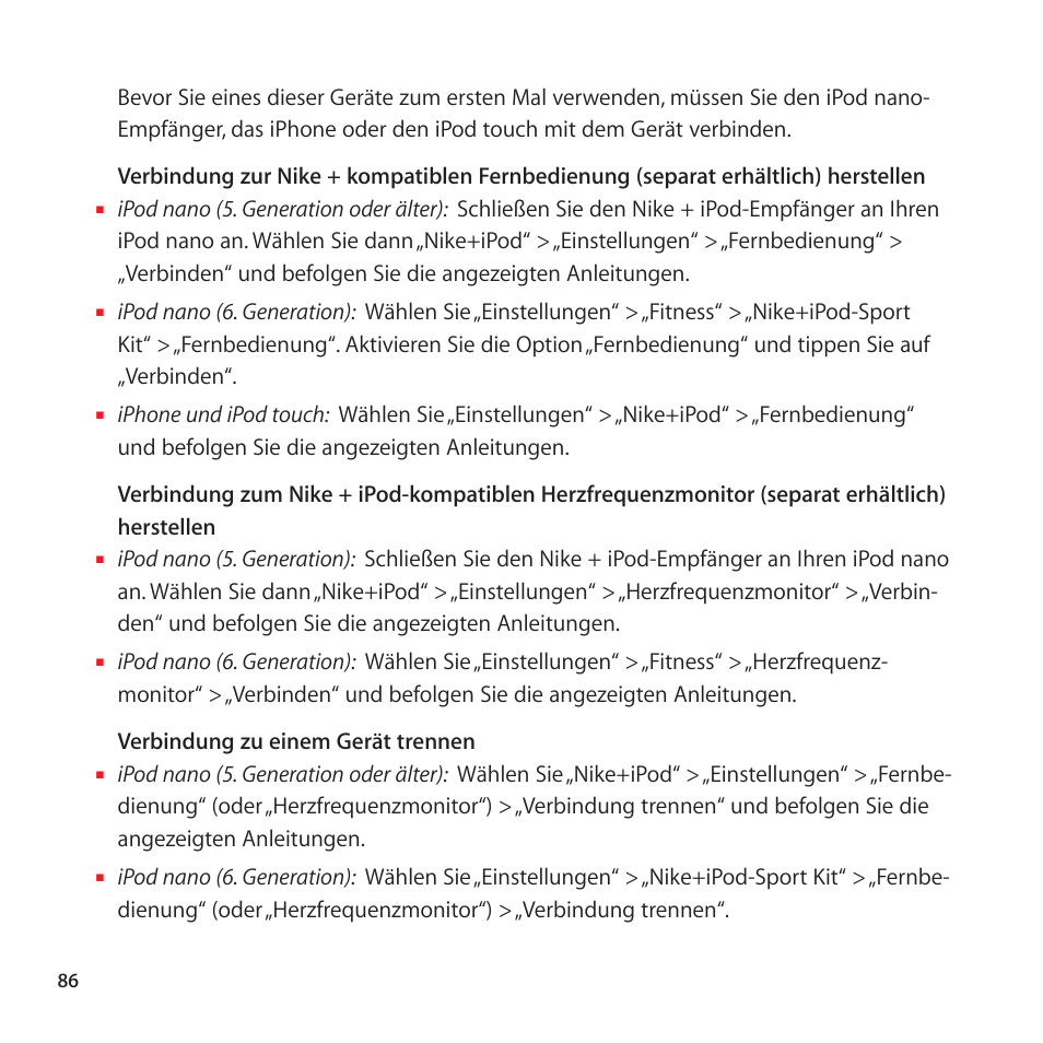 Apple Nike + iPod User Manual | Page 86 / 128