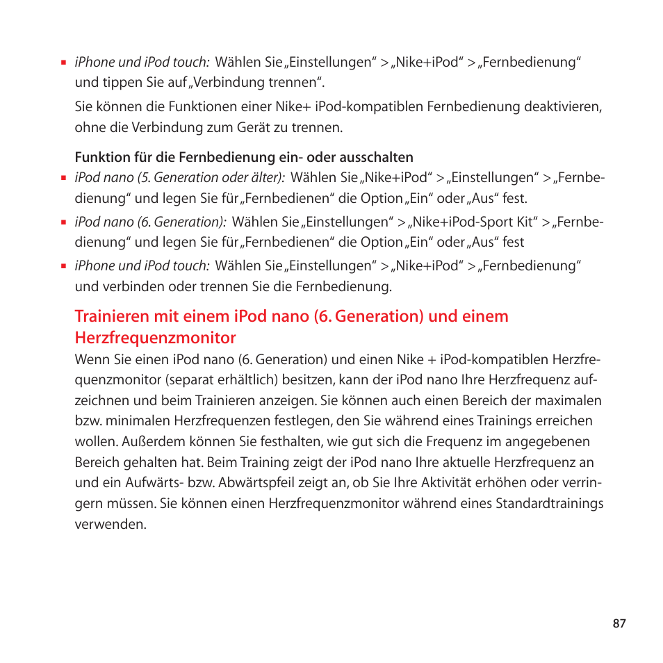 Apple Nike + iPod User Manual | Page 87 / 128