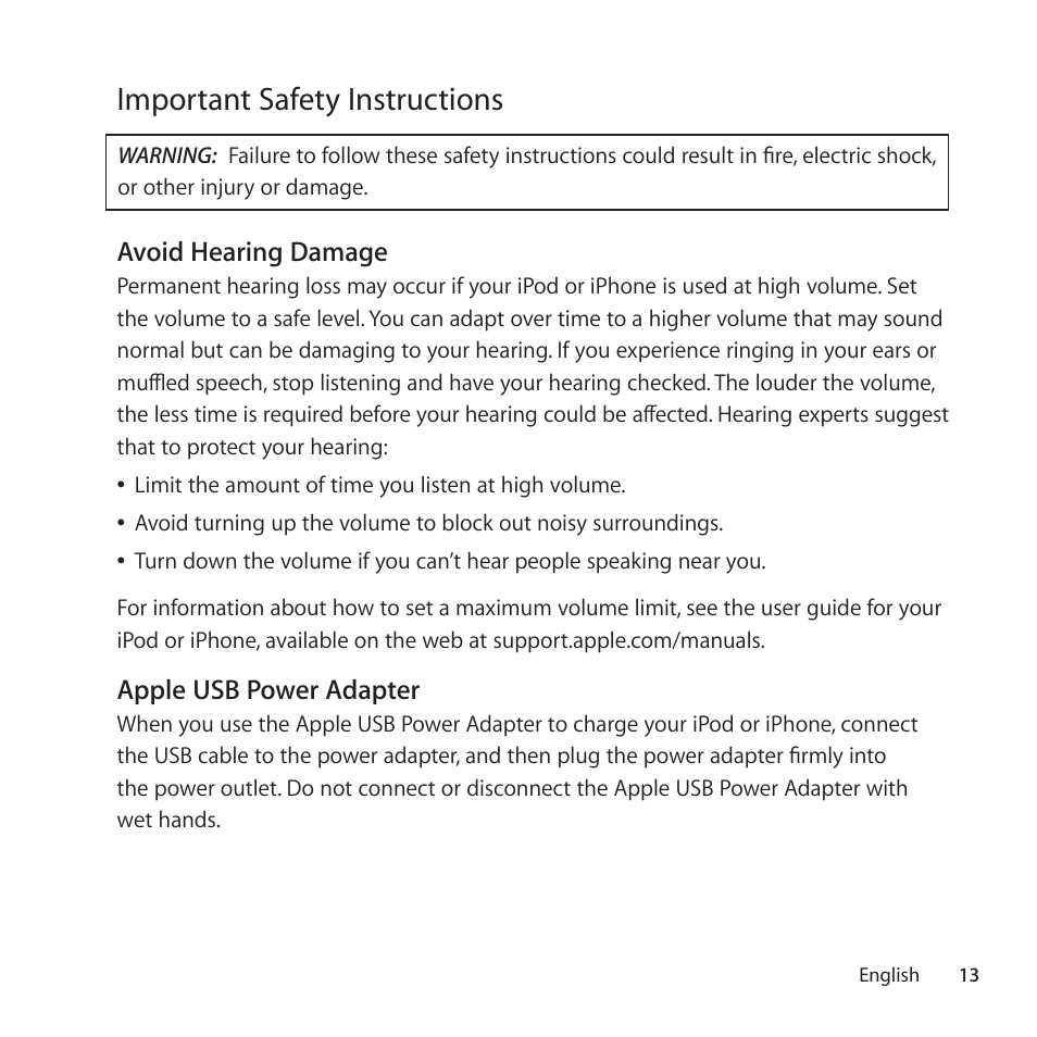 Important safety instructions | Apple Universal Dock User Manual | Page 13 / 88