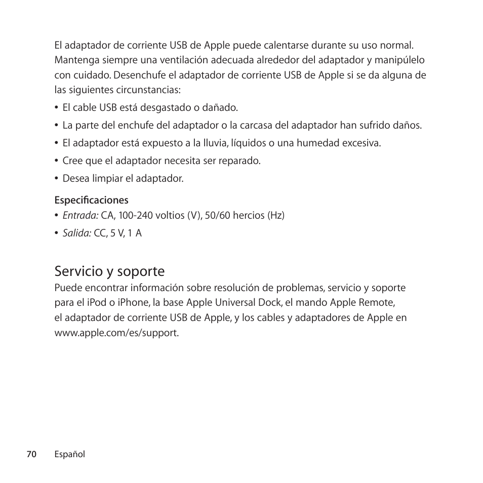 Servicio y soporte | Apple Universal Dock User Manual | Page 70 / 88