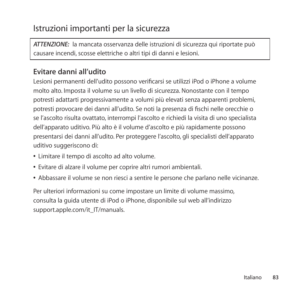 Istruzioni importanti per la sicurezza | Apple Universal Dock User Manual | Page 83 / 88