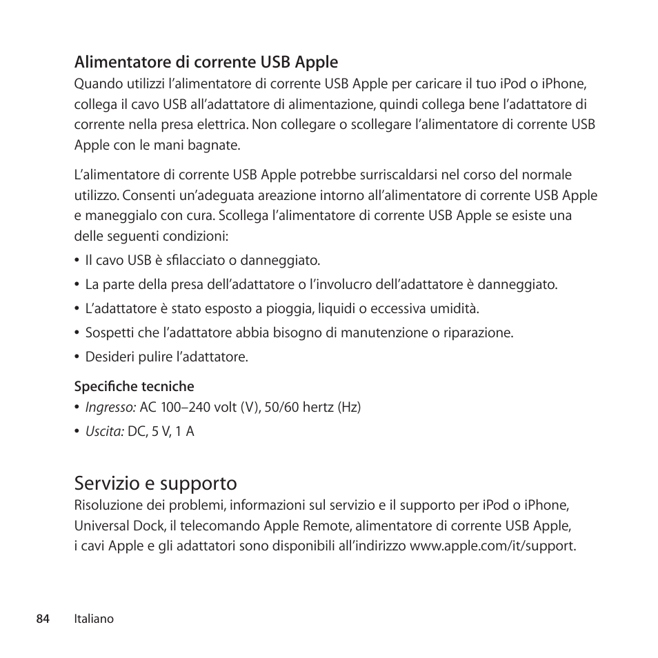 Servizio e supporto | Apple Universal Dock User Manual | Page 84 / 88