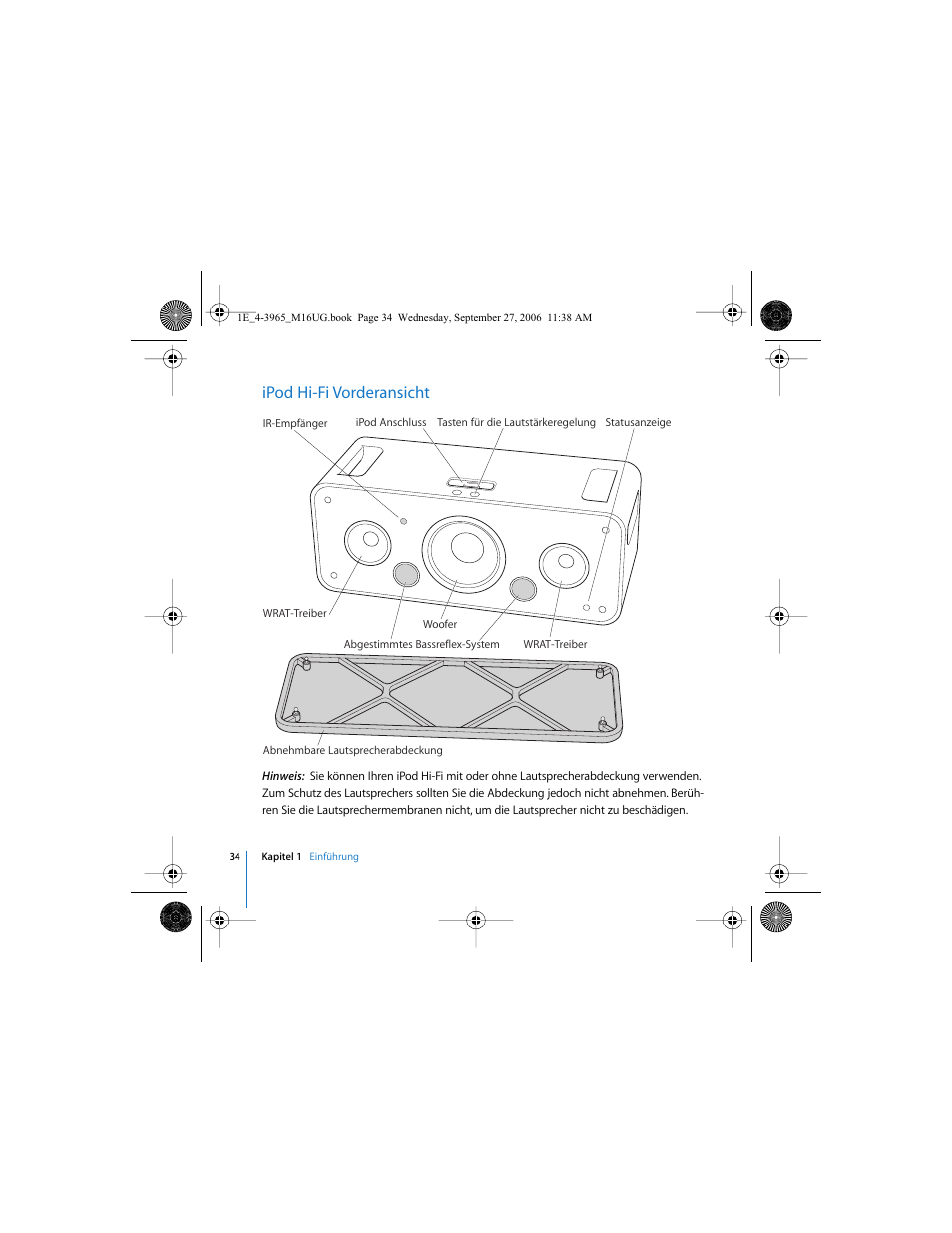 Ipod hi-fi vorderansicht | Apple iPod Hi-Fi User Manual | Page 34 / 106