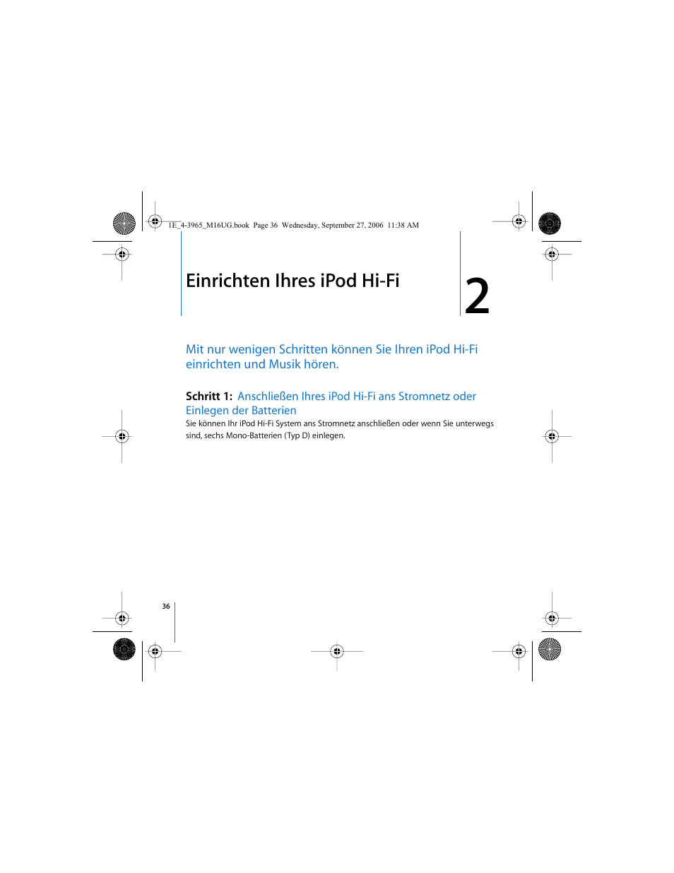 Einrichten ihres ipod hi-fi | Apple iPod Hi-Fi User Manual | Page 36 / 106